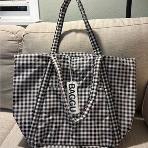 BAGGU Checkered Black and White Tote